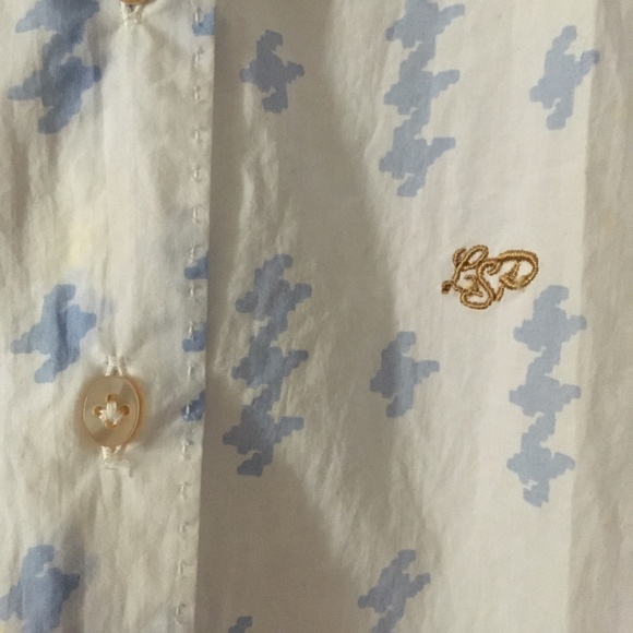 LE SARTE PETTEGOLE Italy White + Blue Cotton Whimsical Blouse 38 S - Picture 3 of 7